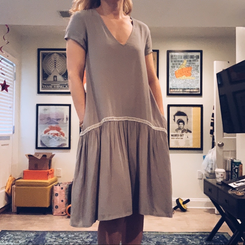 UO Little White Lies drop waist grey dress
